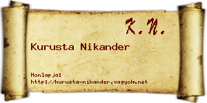 Kurusta Nikander névjegykártya